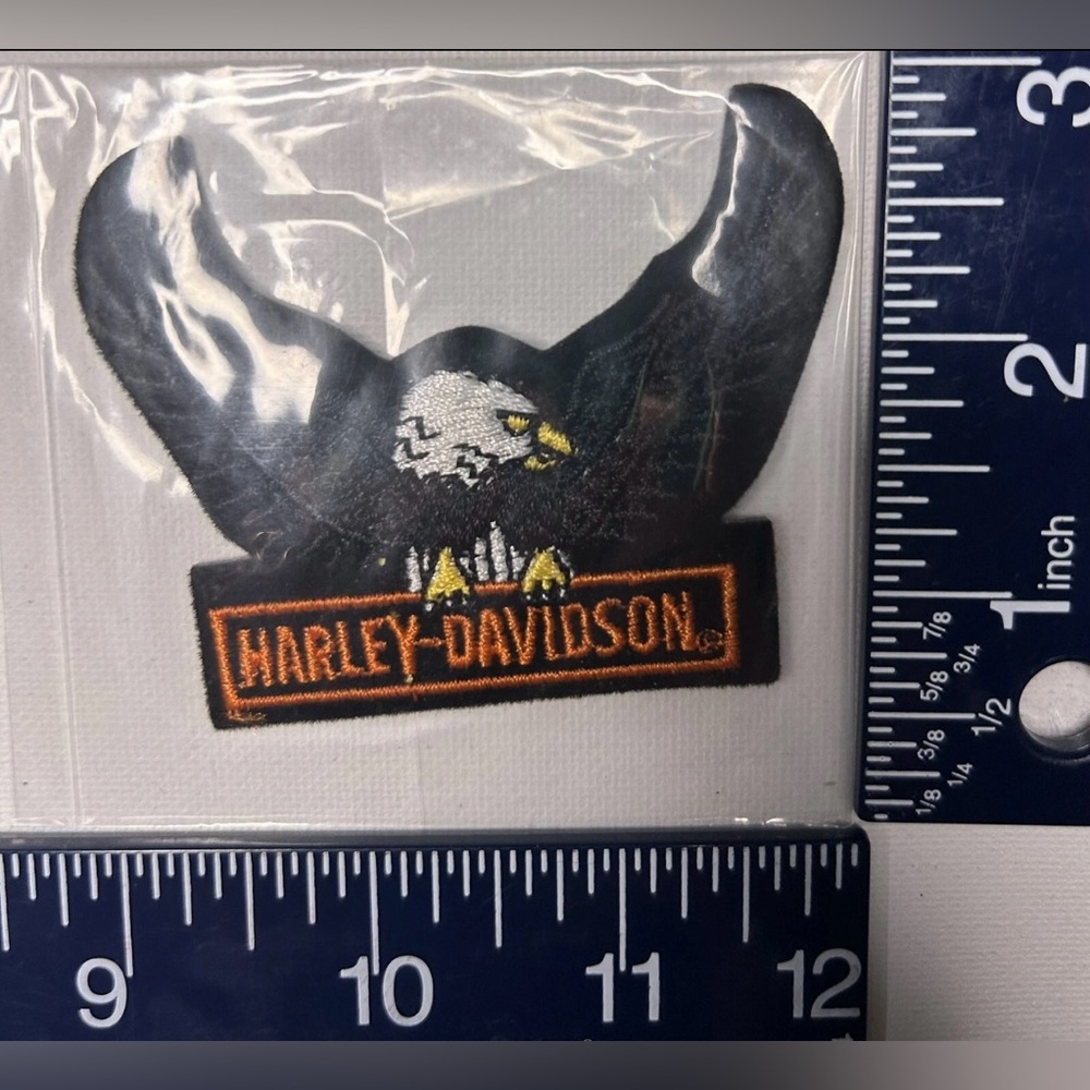 Authentic Vintage Harley-Davidson Patch / Emblem Black Logo Eagle Wings Up small